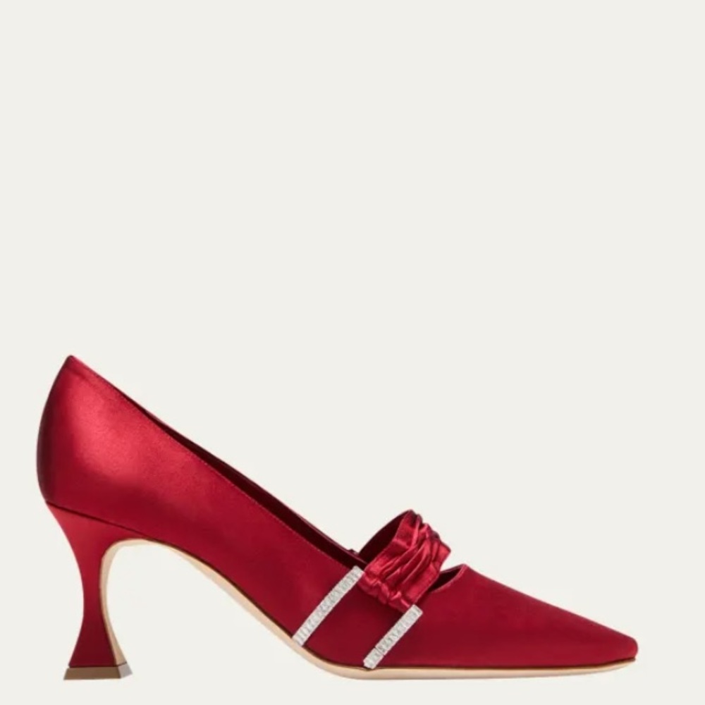 Manolo Blahnik 70mm Red Satin Pumps